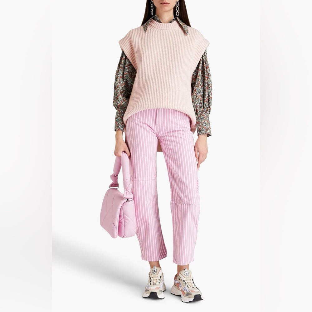 Ganni ribbed wool blend sweater vest